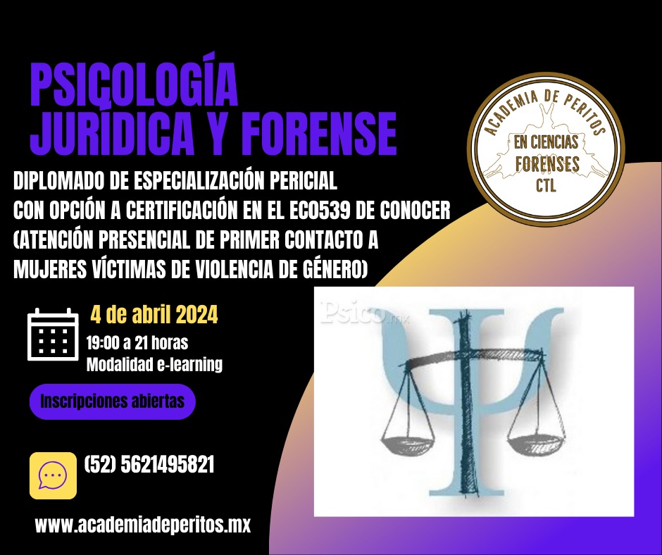 Flyer Diplomado en Psicología Jurídica y Forense